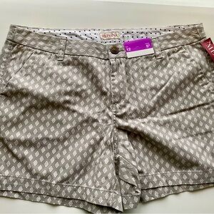 Merona Gray and White Bermuda Shorts with Geometric Pattern